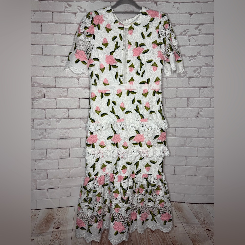 Just Me White and Pink Floral Dress